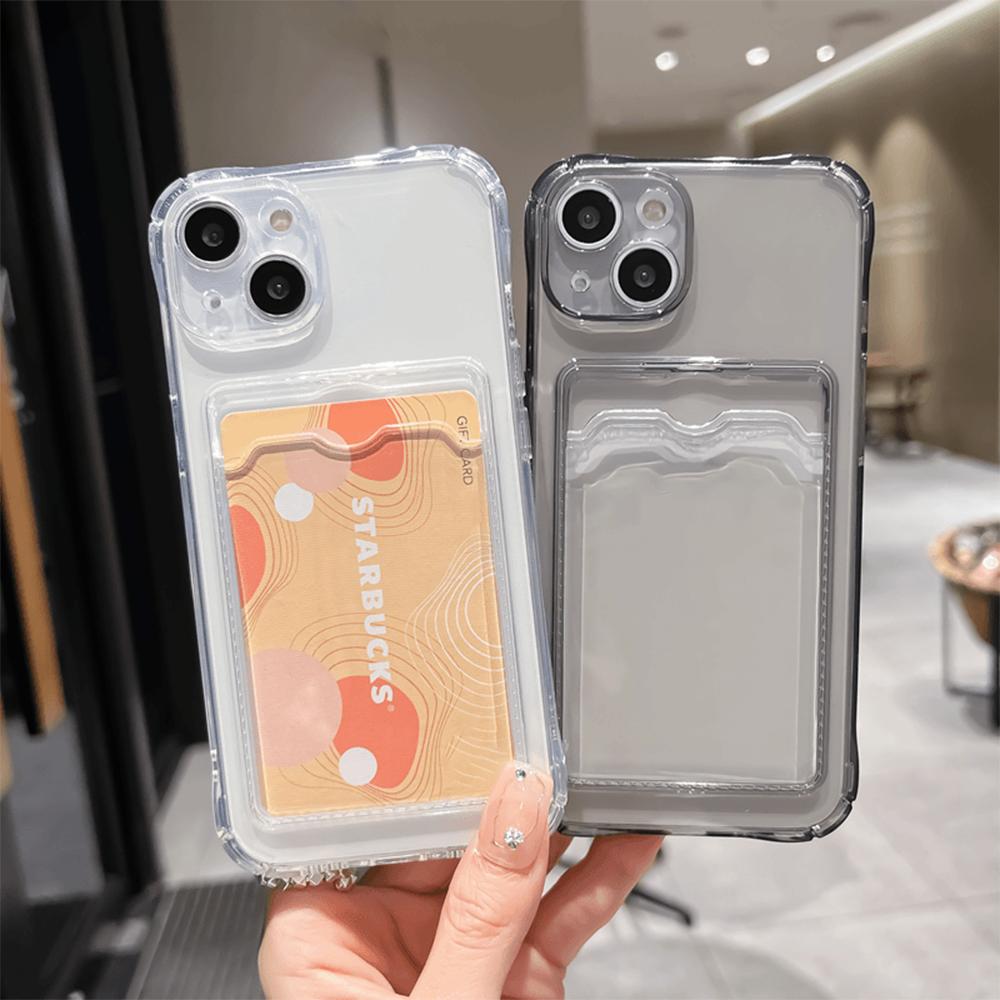 Dual Phone Holder - Étui de téléphone transparent avec porte-cartes
