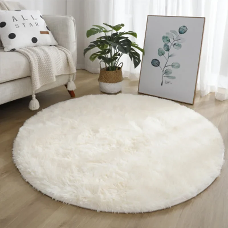 Desk Setup Girly - Tapis rond en peluche ultra doux