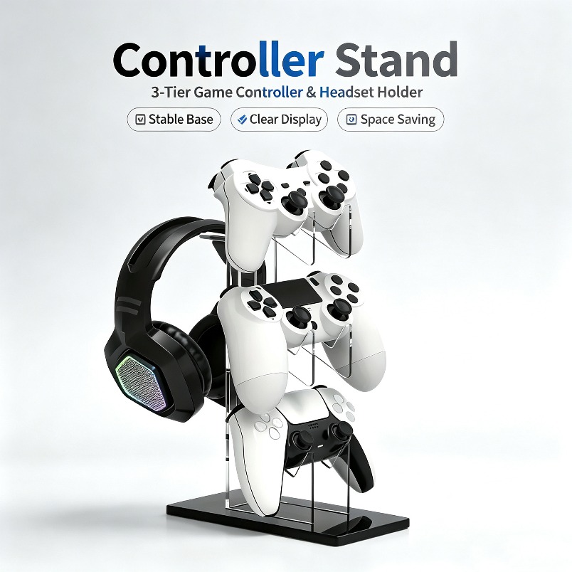 Desk Setup Headphone Stand - Support de manette 3 niveaux, support